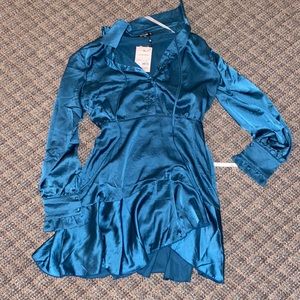 Missguided, Aqua Blue Satin Dress